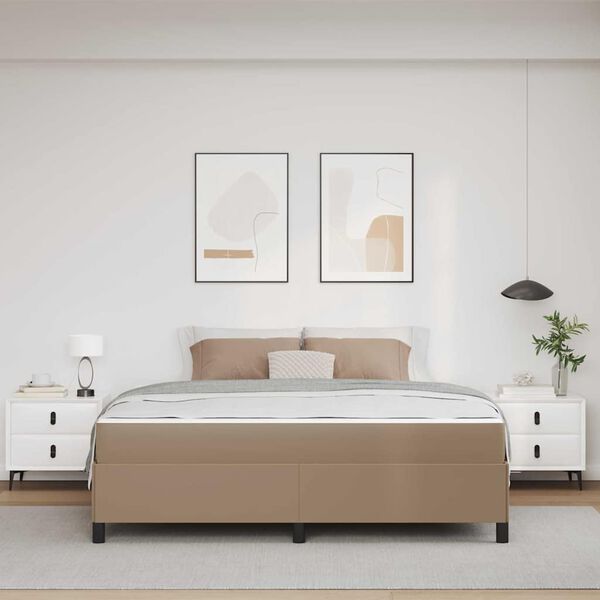 vidaXL Bed Frame with Mattress Cappuccino 70.87 x 78.74 in Fabric