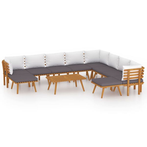vidaXL Garden Lounge Set Dark Grey Solid Acacia Wood Large Modular