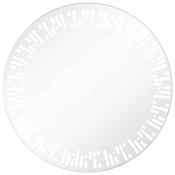 vidaXL Bathroom Mirror Silver Glass 31.5 in Diameter Lights