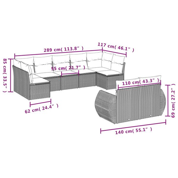 vidaXL Garden Sofa Set Black