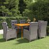 vidaXL Dining Set Grey Solid acacia wood, Poly rattan, Steel 7 Piece Set
