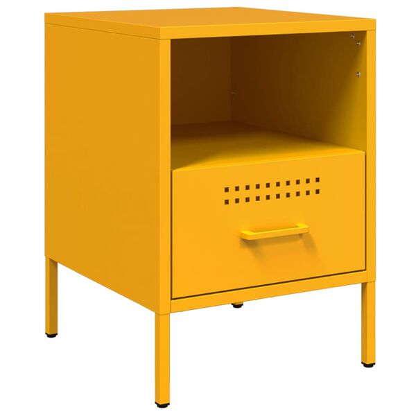 vidaXL Bedside Cabinet Mustard Yellow Cold-rolled steel Medium