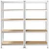 vidaXL 5-Layer Heavy-duty Shelves 2 pcs Silver Steel&Engineered Wood