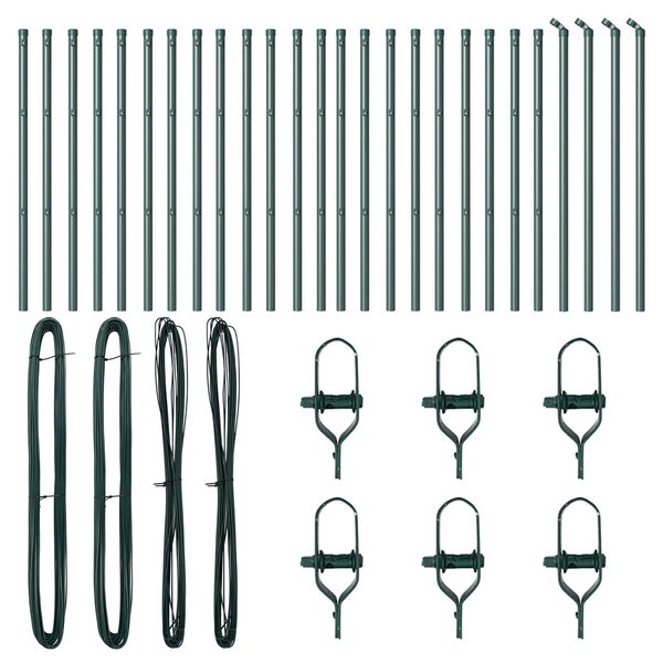 vidaXL Fence Post Other 26 pcs Grey 1.26 x 1.26 x 27.56 in Steel