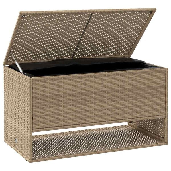 vidaXL Cushion Box Beige PE rattan, powder-coated steel, polyester Medium