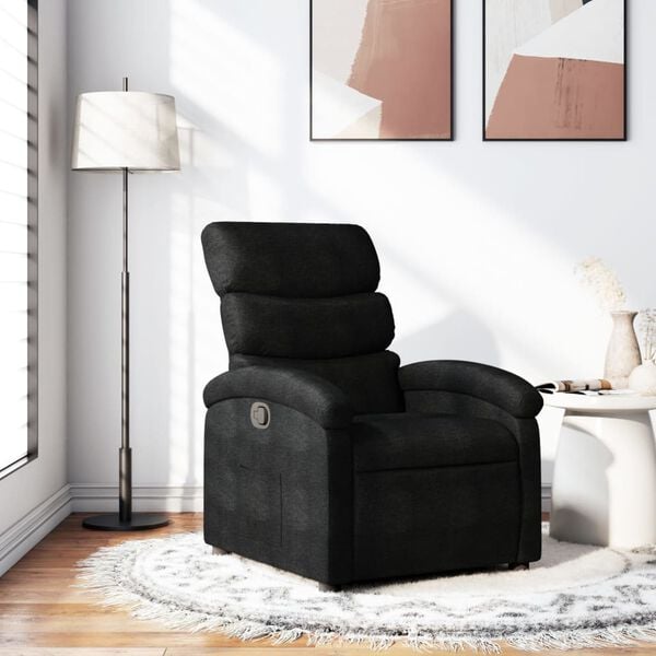 vidaXL Recliner Chair Black Fabric (100% polyester), metal, plywood Medium