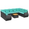 vidaXL 10 Piece Patio Sofa Set with Cushions Black Poly Rattan