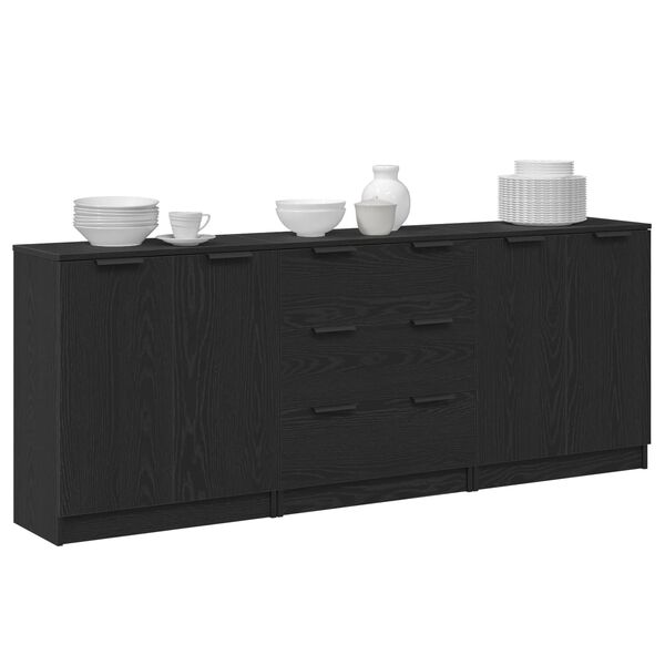 vidaXL Sideboard with Drawer 3 pcs Black Oak 70.87 x 11.81 x 27.56 in