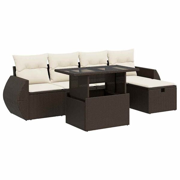 vidaXL Garden Sofa Set Brown