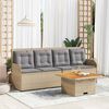 vidaXL Patio Lounge Set Beige and brown with light grey cushions PE rattan