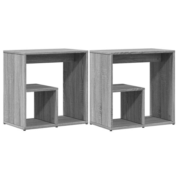 vidaXL Side Table Set of 2 Grey Sonoma Engineered Wood Small