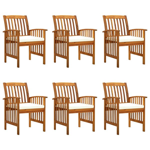 vidaXL Garden Dining Chair Set of 6 Natural Wood Solid Wood Acacia