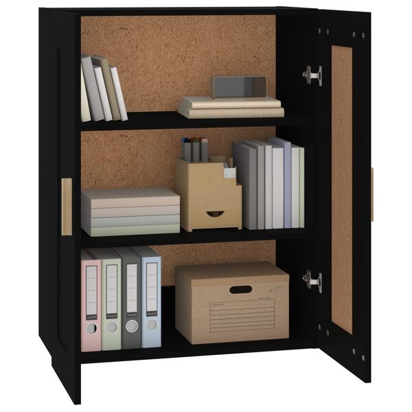 vidaXL Wall Cabinet Black Engineered wood Medium Wall Cabinet