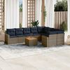 vidaXL 10 Piece Patio Sofa Set with Cushions Gray Poly Rattan