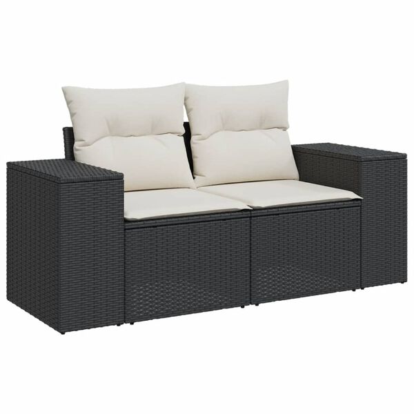 vidaXL Garden Sofa Set Black and Cream White