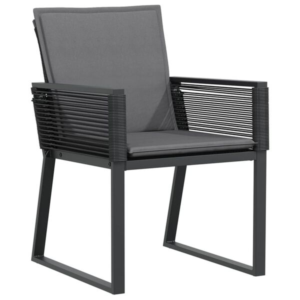 vidaXL Garden Chair Set of 4 Black PE Rattan Standard Lightweight