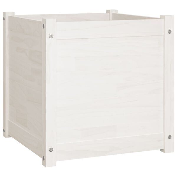 vidaXL Garden Planter White Solid Pinewood 19.7 in x 19.7 in x 19.7 in