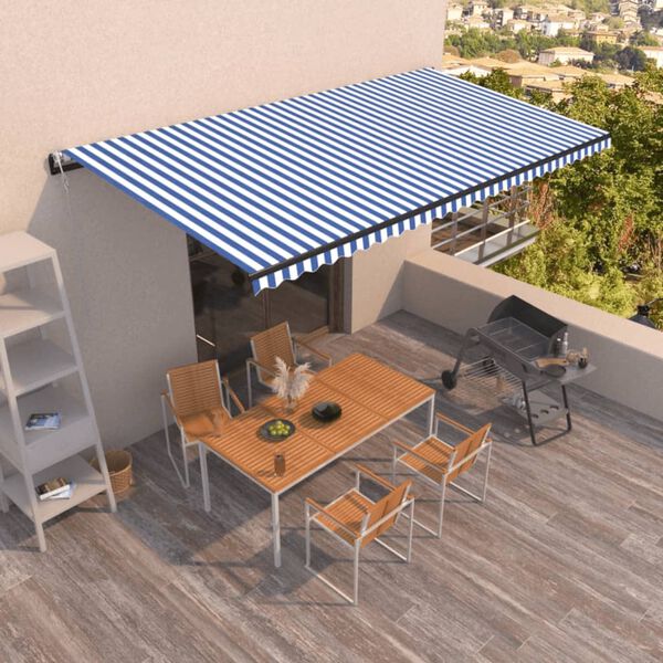 vidaXL Retractable Awning Blue and white