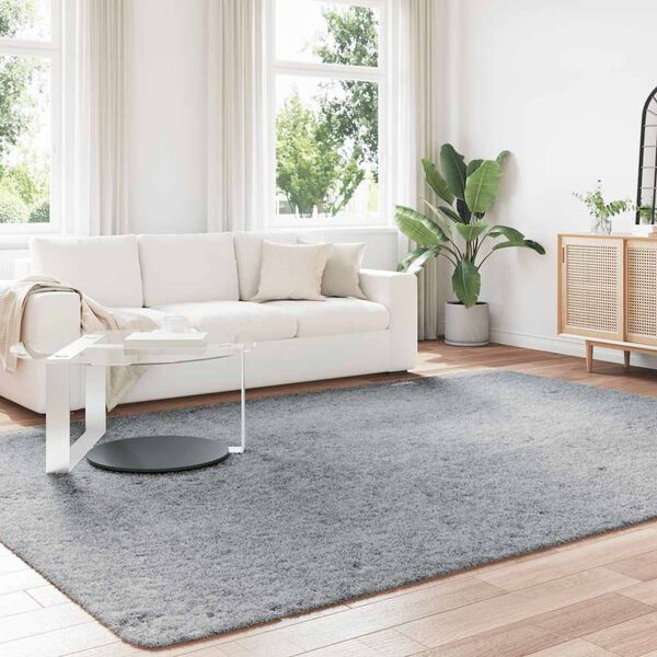 vidaXL Shaggy Rug Light grey 100% Polyester Large Foldable Area Rug