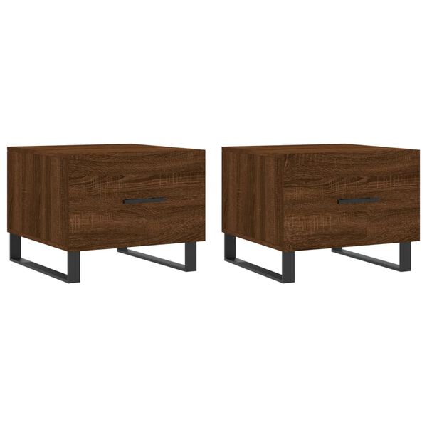 vidaXL Coffee Table Set of 2 Brown Oak Engineered Wood, Iron