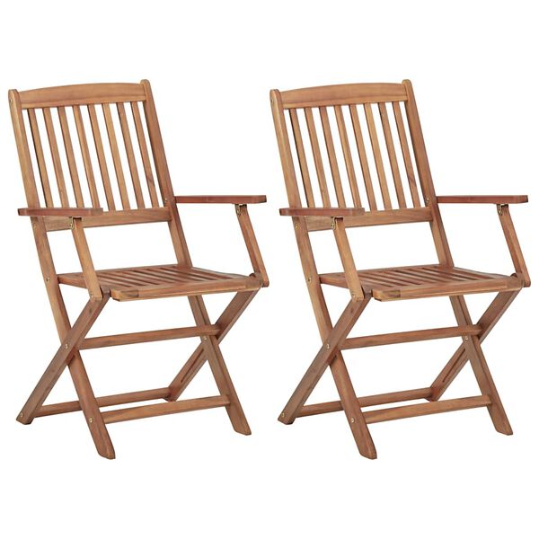 vidaXL Garden Chair Set of 2 Natural wood, Cream Solid Acacia wood