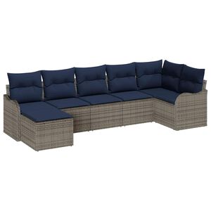 vidaXL Garden Sofa Set 7 pcs Grey Poly Rattan
