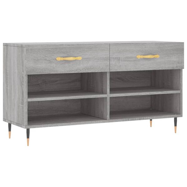 vidaXL Shoe Bench Grey Sonoma Engineered Wood, Iron Standard Shoe Bench