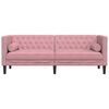 vidaXL Chesterfield Sofa Pink Velvet, plywood, solid wood, foam 3-Seater