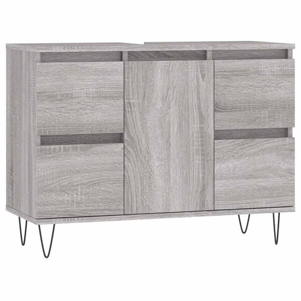 vidaXL Bathroom Cabinet Grey Sonoma Engineered wood, iron Medium