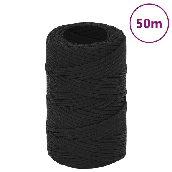 vidaXL Boat Rope Full Black 0.08 " 164.0 ' Polypropylene
