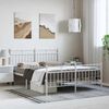 vidaXL Bed Frame White Powder-Coated Steel King Size Bed Frame