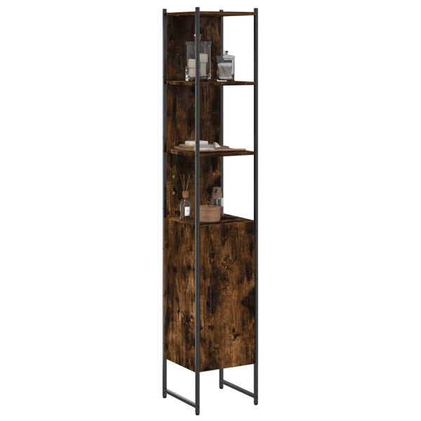 vidaXL Bathroom Cabinet Smoked Oak Engineered Wood, Powder-Coated Steel