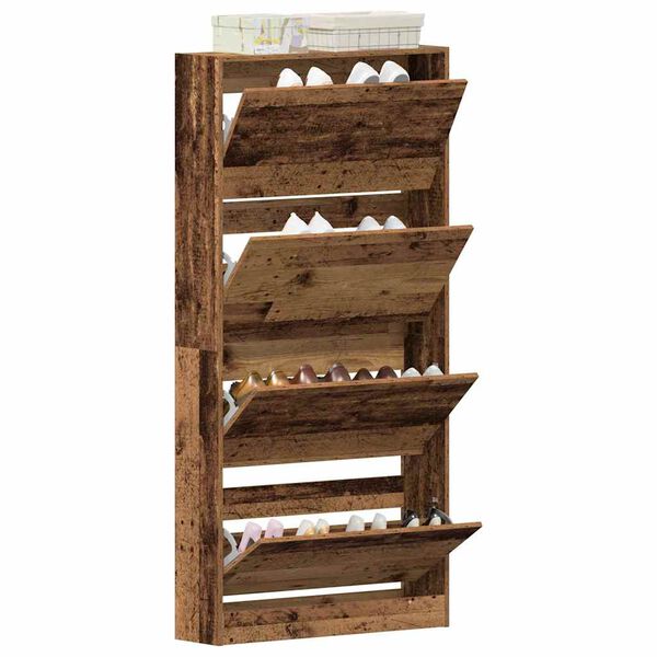 vidaXL Shoe Cabinet Old Wood 31.50 x 8.27 x 64.37 in Engineered Wood