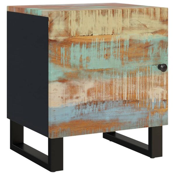 vidaXL Bedside Cabinet Brown, Black Solid reclaimed wood, iron