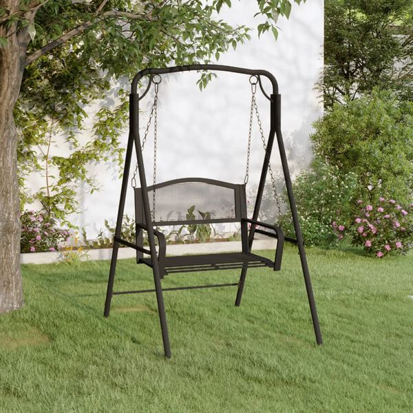 vidaXL Swing Bench Black Steel Medium Durable Swing Bench