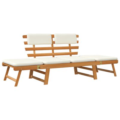 vidaXL Patio Bench with Cushions 2-in-1 74.8" Solid Acacia Wood