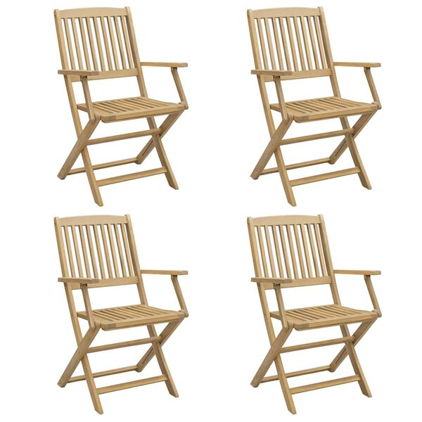 vidaXL Garden Chair Set of 4 Light wooden Solid Acacia wood