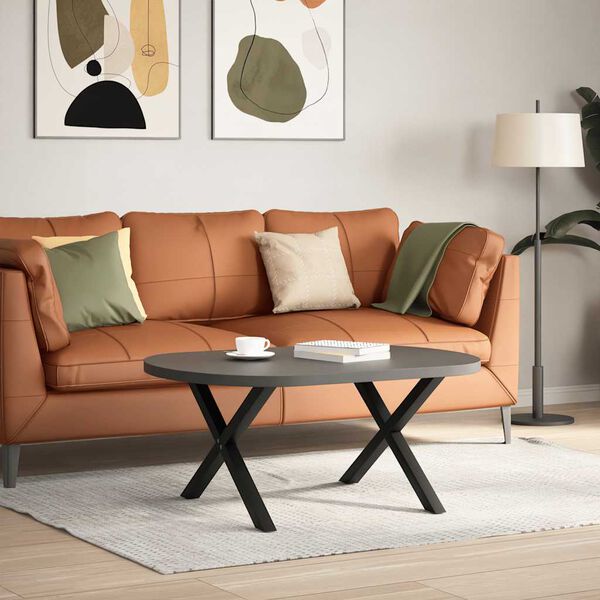 vidaXL Coffee Table Leg Set of 2 Black Powder-coated steel Medium