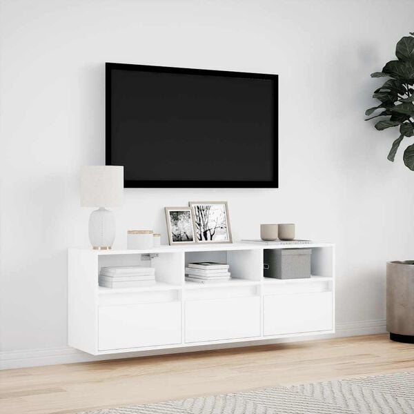 vidaXL TV Wall Cabinet White Engineered wood 51.2x12.2x17.7 in