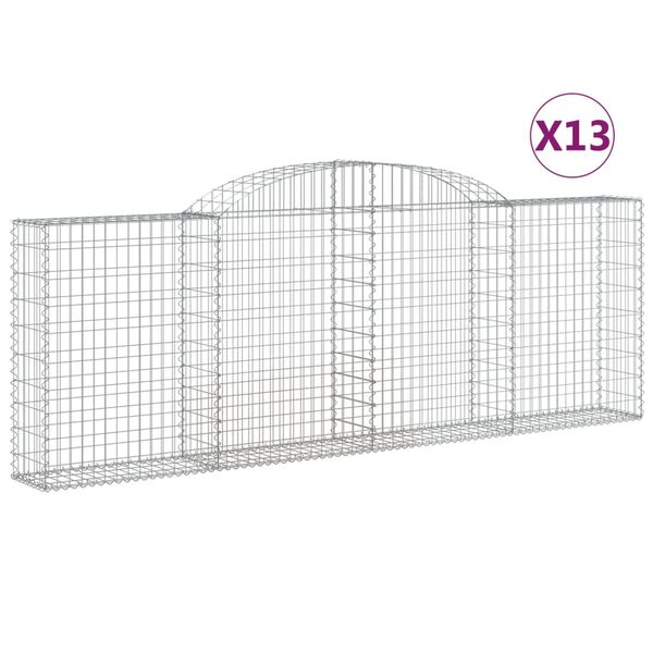 vidaXL Gabion Basket Set of 13 Silver Galvanized Iron Extra Long