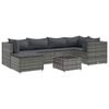 vidaXL Patio Lounge Set Gray PE rattan, powder-coated steel, tempered glass