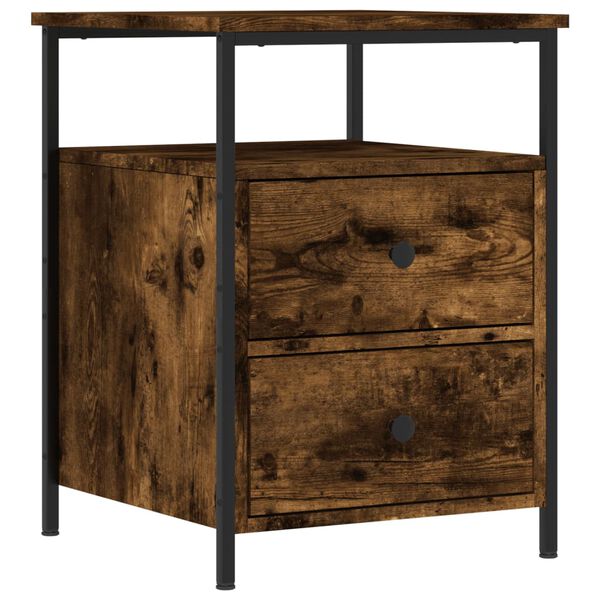 vidaXL Bedside Cabinet Smoked oak Engineered wood, Iron Standard