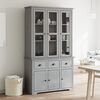 vidaXL Highboard Grey Solid pine wood, engineered wood, metal, glass Large
