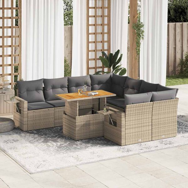 vidaXL Garden Sofa Set Beige, Light grey