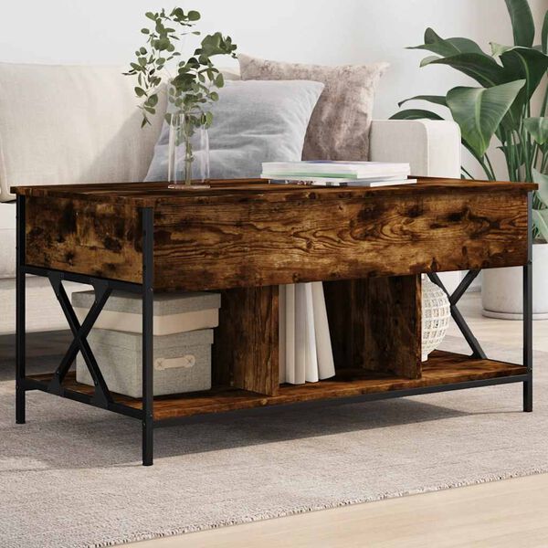 vidaXL Coffee Table Smoked Oak 39.4"x21.7"x19.7" Engineered Wood and Metal