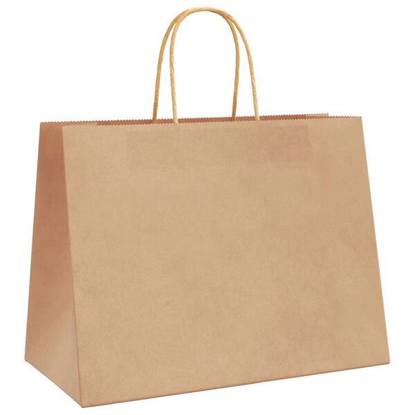 vidaXL Paper Bags 250 pcs with Handles Brown 12.6x6.7x9.8"