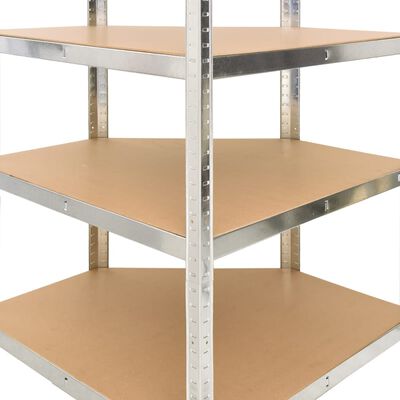 vidaXL 5-Layer Heavy-duty Shelves 2 pcs Silver Steel&Engineered Wood