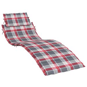 vidaXL Sun Lounger Cushion Red Check Pattern Oxford Fabric (100% polyester)