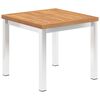 vidaXL Patio Side Table 17.7"x17.7"x15" Solid Teak Wood and Stainless Steel