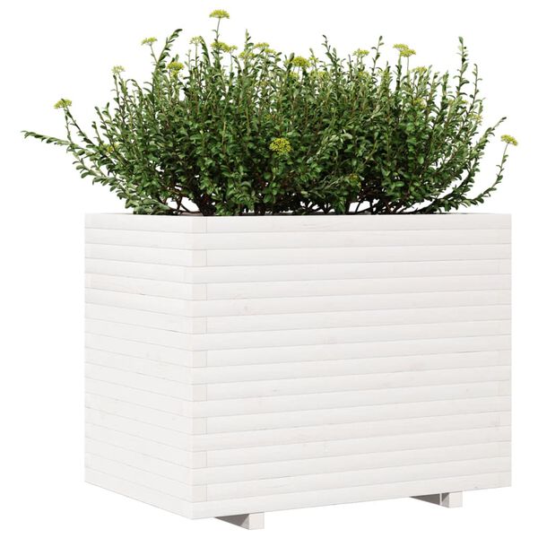 vidaXL Garden Planter White Solid Pine Wood Large Planters Rustic
